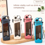 Hot Sale Square Shape 350ml Portable Drinking Cup Outdoor Travel Bpa Free Plastic Sports Water Bottle With Straw/scale - Image 2