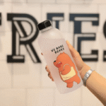 Cartoon Transparent Frosted Leak-Proof Panda Bear Water Bottle 1000ml - Image 4