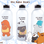 Cartoon Transparent Frosted Leak-Proof Panda Bear Water Bottle 1000ml