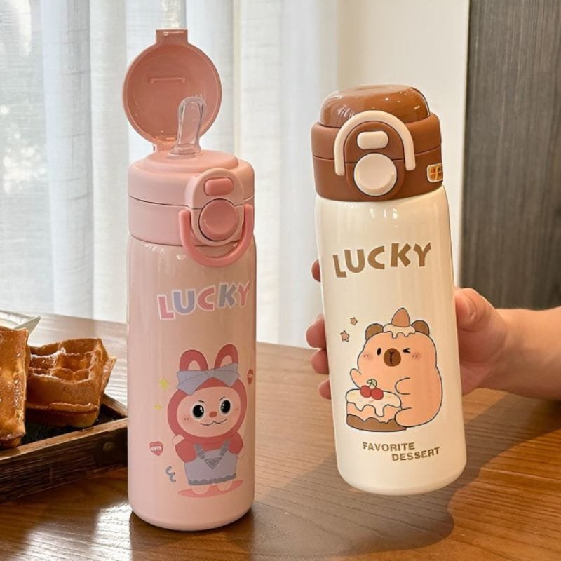 c (1) Thermos Double Drinking System Water Bottle for Students Going to School, Boys and Girls - Image 1