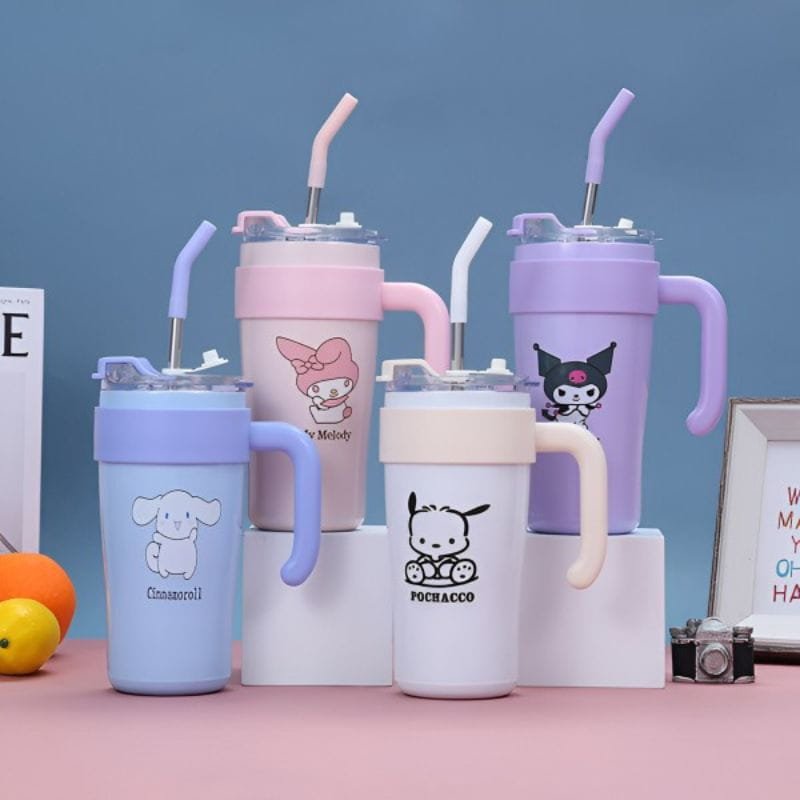 d (7) Sanrio Tumbler Insulated Coffee and Cola Cup with Handle and Straw - Image 1