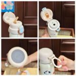 Cartoon Thermos for Students, Portable New Water Bottle Stainless Steel Double Drinking Straw Cup - Image 4