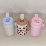 Leopard-Print Mini Portable Thermos Cup with Straw - Image 3