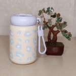 Leopard-Print Mini Portable Thermos Cup with Straw - Image 7