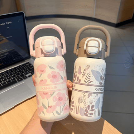 3D Printed Cute Portable Double Drinking System Handle Thermos